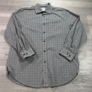 WRK Shirt Mens‎ 16.5 32/33 Gray Plaid Stretch Dress Button Front Long Sleeve